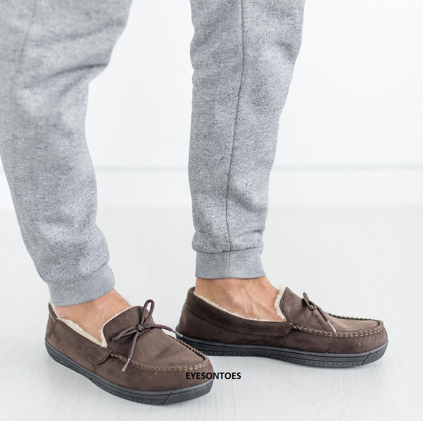 Men’s Fleece-Lined Moccasin Slippers – Warm Winter House Shoes with Hard Sole, UK Sizes