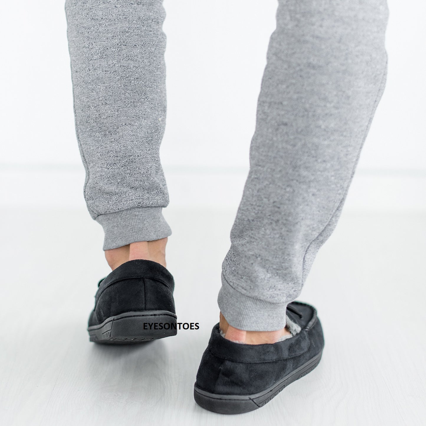 Men’s Fleece-Lined Moccasin Slippers – Warm Winter House Shoes with Hard Sole, UK Sizes