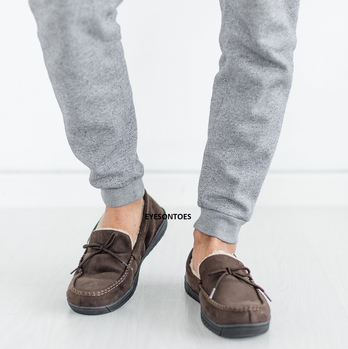 Men’s Fleece-Lined Moccasin Slippers – Warm Winter House Shoes with Hard Sole, UK Sizes