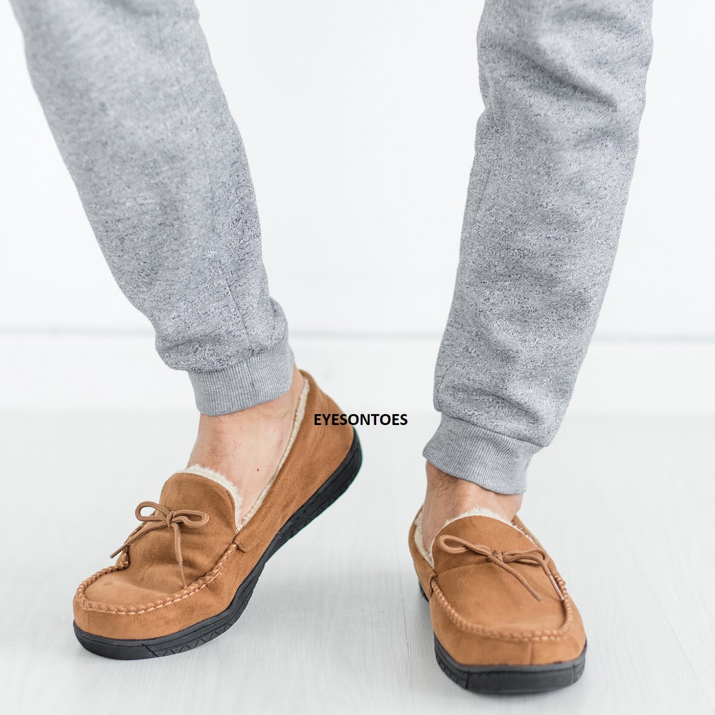 Men’s Fleece-Lined Moccasin Slippers – Warm Winter House Shoes with Hard Sole, UK Sizes
