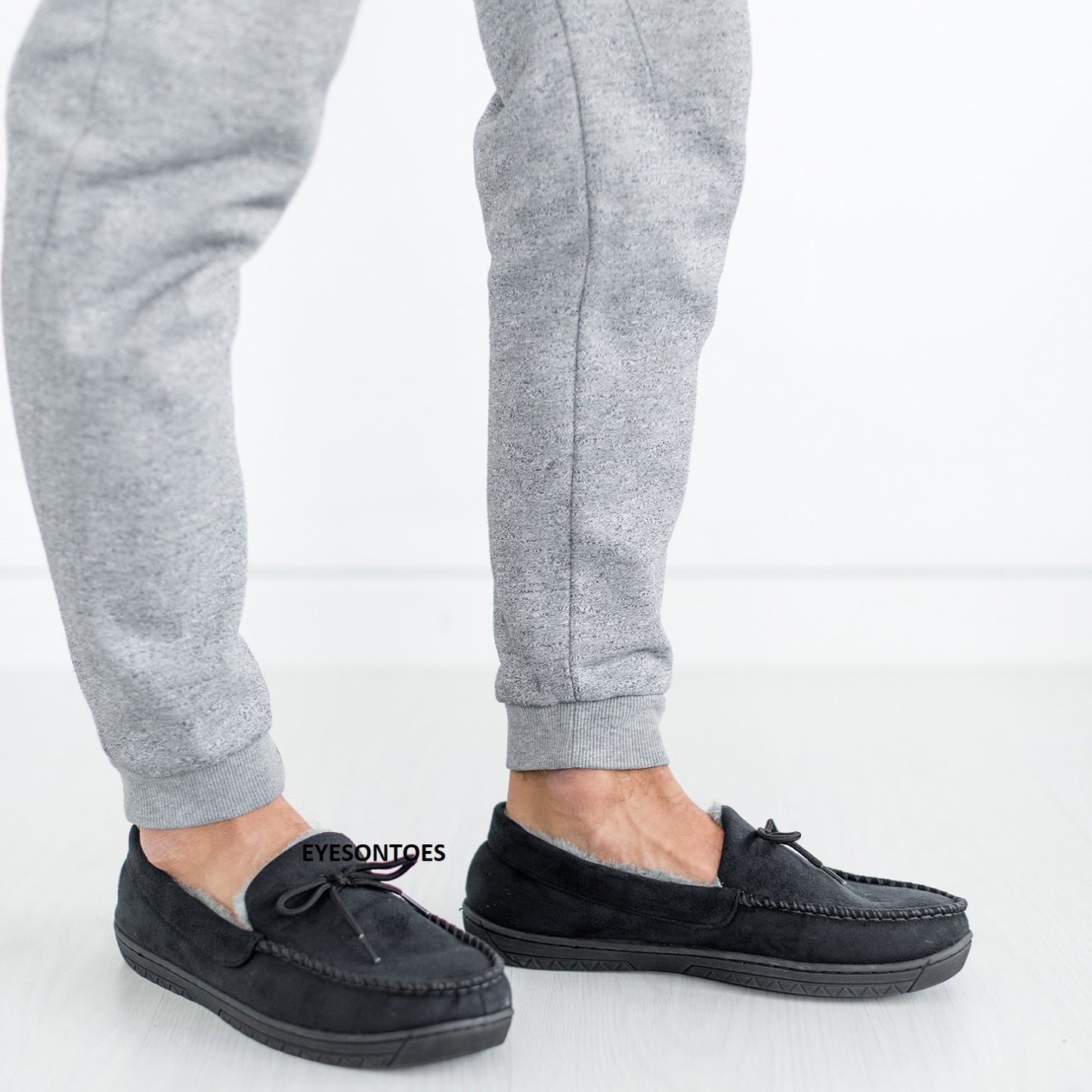 Men’s Fleece-Lined Moccasin Slippers – Warm Winter House Shoes with Hard Sole, UK Sizes